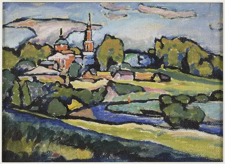 Akhtyrka, Landschaft an der roten Kirche - Vassily Kandinsky