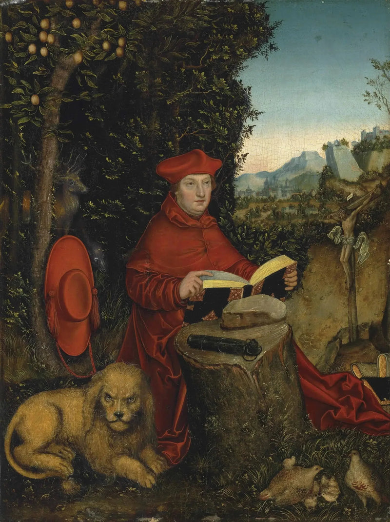 Albrecht von Brandenburg in Saint Jerome in einer Landschaft - Lucas Cranach der Ältere