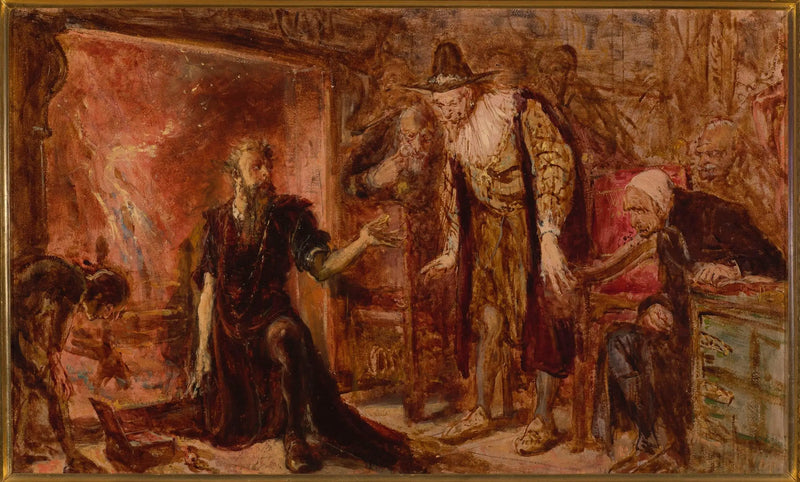 Alchemist Sendivogius und Sigismund III, Skizze - Jan Matejko