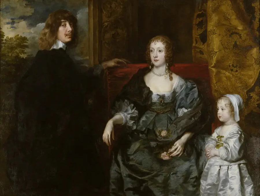 Algernon Percy, 10. Graf von Northumberland (1602-1668) seine erste Ehefrau Lady Anne Cecil (verstorben 1637) und ihre Tochter, Lady Catherine Percy (1630-1638) - Antoine van Dyck