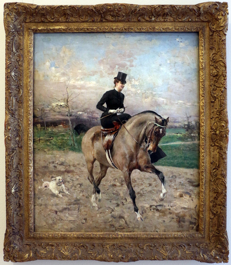 Alice Regnault auf dem Pferd - Giovanni Boldini