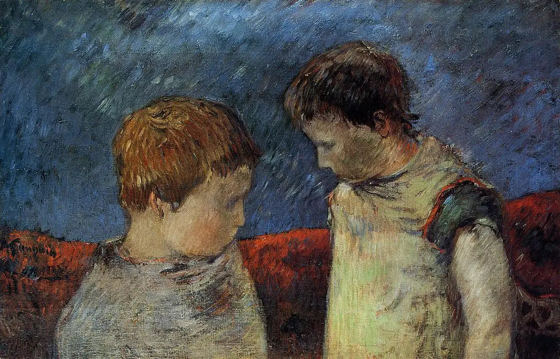 Aline Gauguin et l'un de ses frères - Paul Gauguin image 1 reproduction de peinture à l’huile