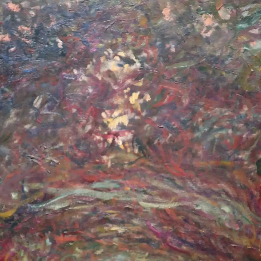 Détail de l’arche de rosiers noyée dans les rouges et les verts de Monet