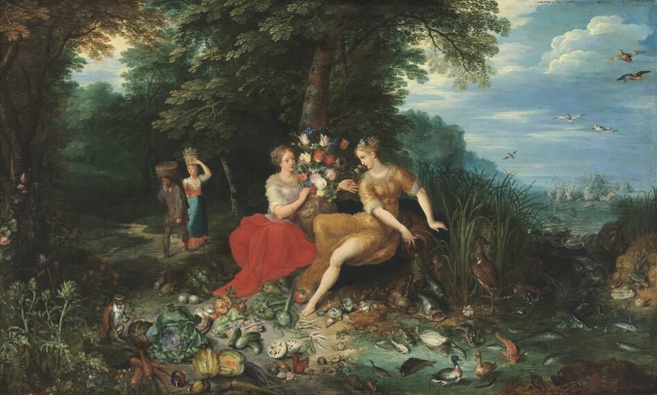 Allégorie de l'eau et de la terre (deux des quatre éléments) - Jan Brueghel le Jeune image 1 reproduction de peinture à l’huile