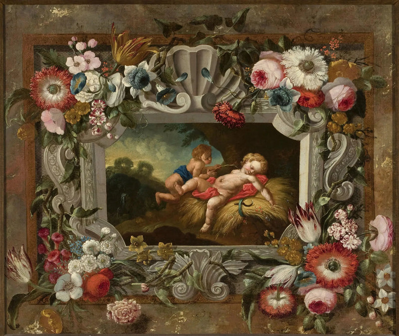 Allegorie des Sommers in einem Blumenkranz - François Boucher
