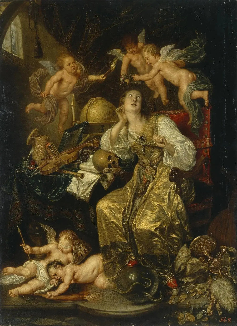 Allegorie der Vorsicht, die der Eitelkeit triumphiert (Allégorie de la foi) - David Teniers le Jeune