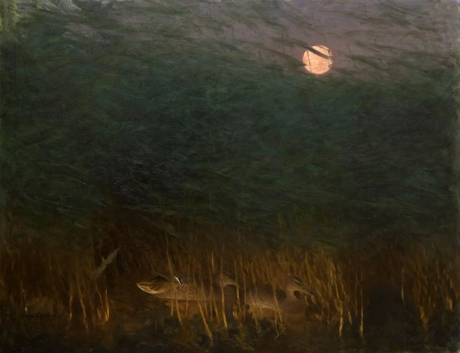 Nächtliche Atmosphäre mit Wildenten - Bruno Liljefors