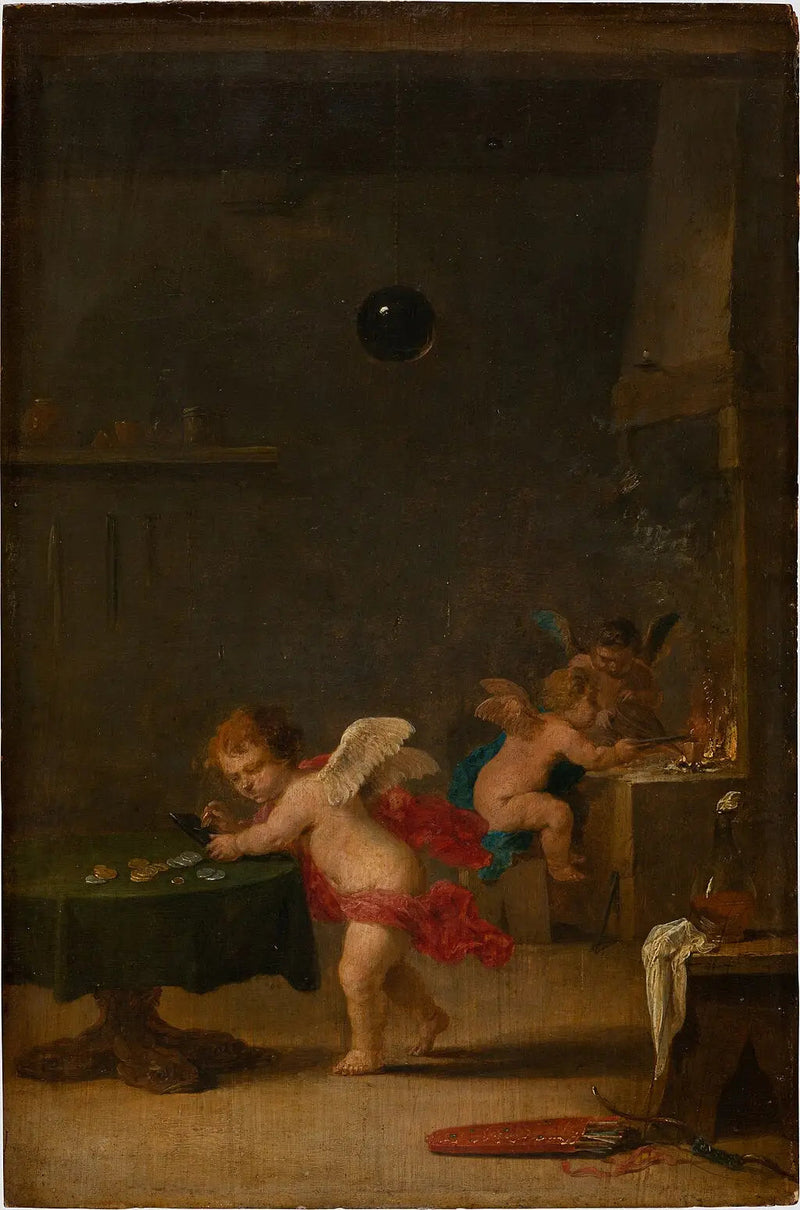 Amoretti im Atelier eines Alchemisten - David Teniers der Jüngere