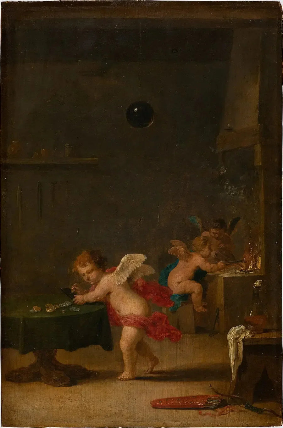 Amoretti im Atelier eines Alchemisten - David Teniers der Jüngere
