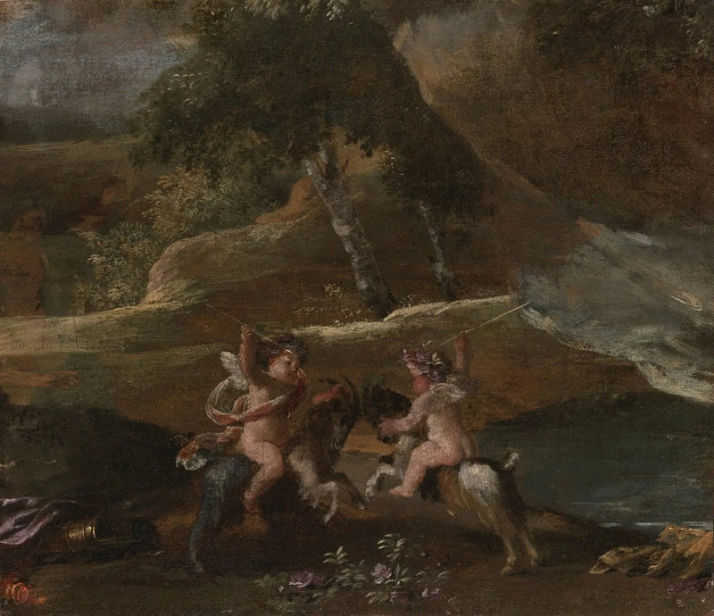 Liebe, die auf Ziegen reitet - Nicolas Poussin