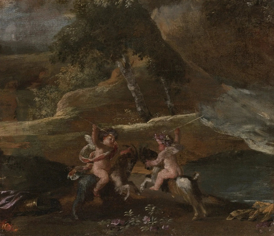Liebe, die auf Ziegen reitet - Nicolas Poussin