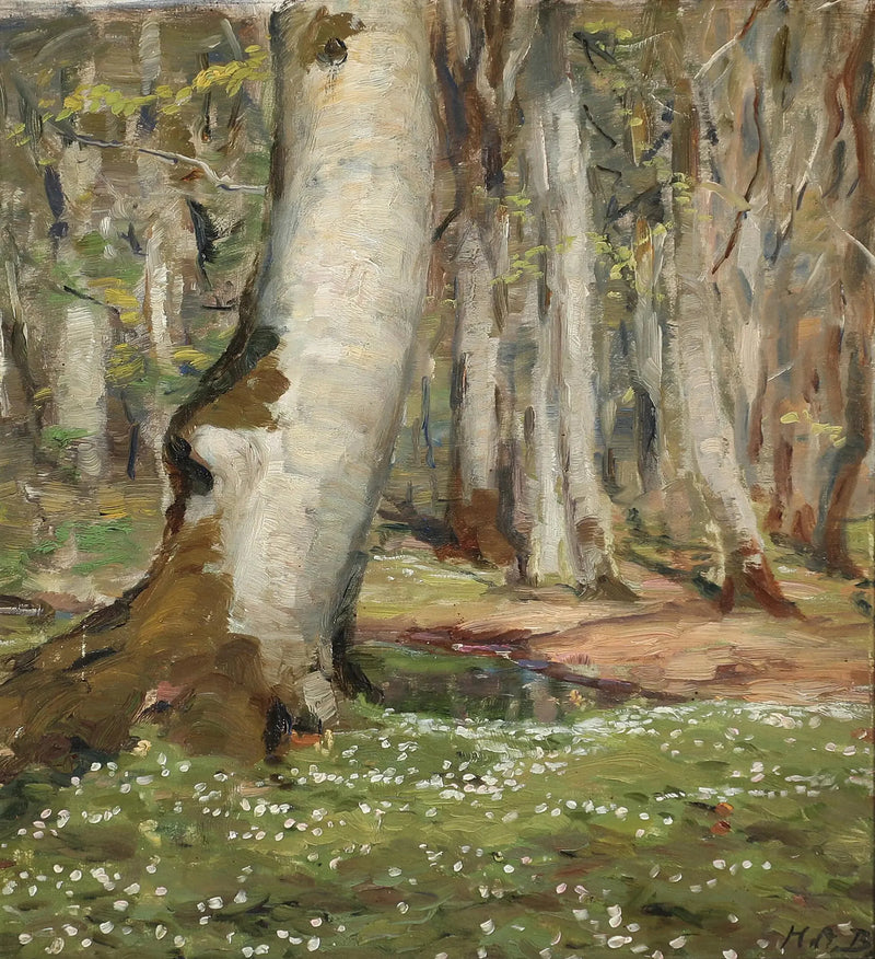 Anemonen im Frühling im Wald. - H. A. Brendekilde