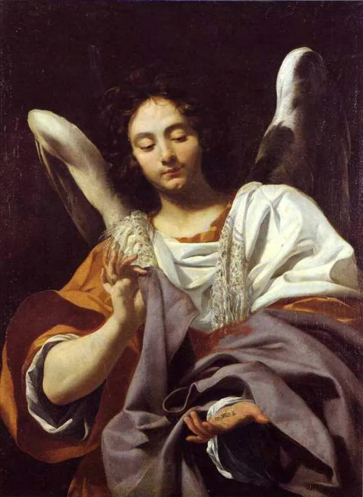 Ange portant les dés et la tunique - Simon Vouet image 1 tableau peint à l’huile sur toile