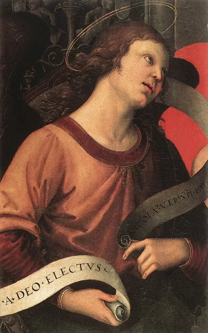 Engel mit einem Spruchband - Raffael Sanzio