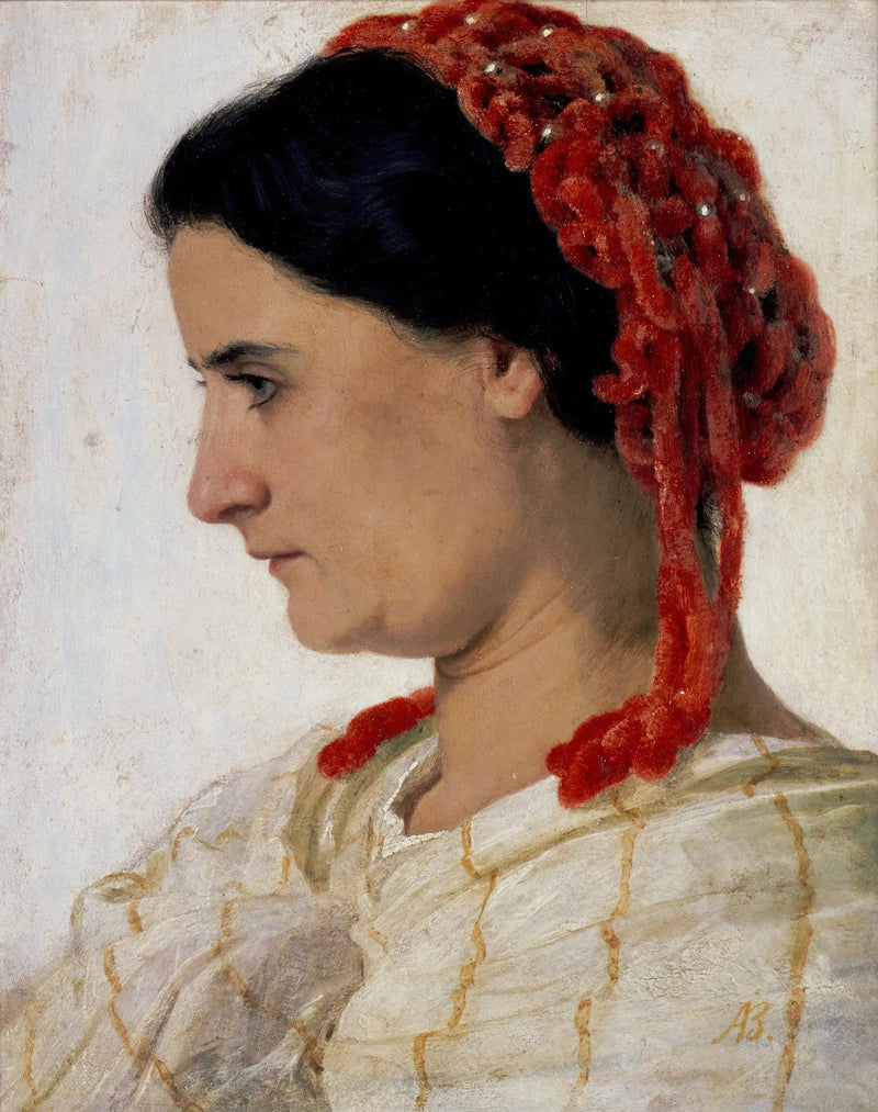 Angela Böcklin mit einem roten Haarnetz - Arnold Böcklin