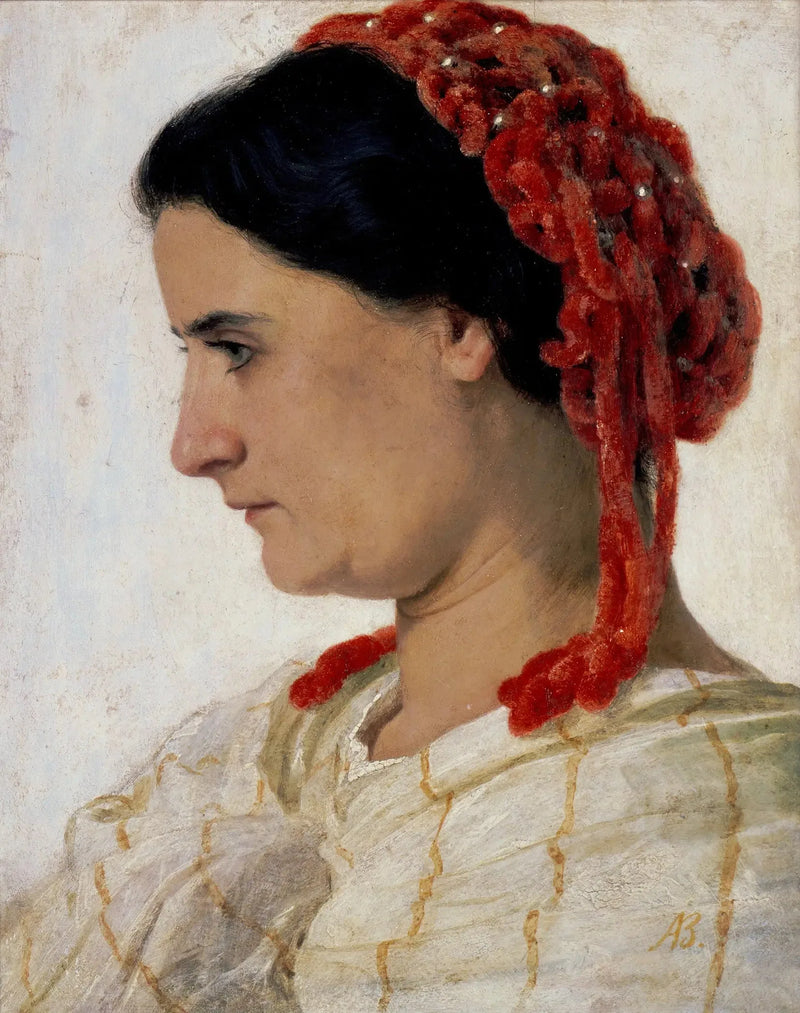 Angela Böcklin mit einem roten Haarnetz - Arnold Böcklin