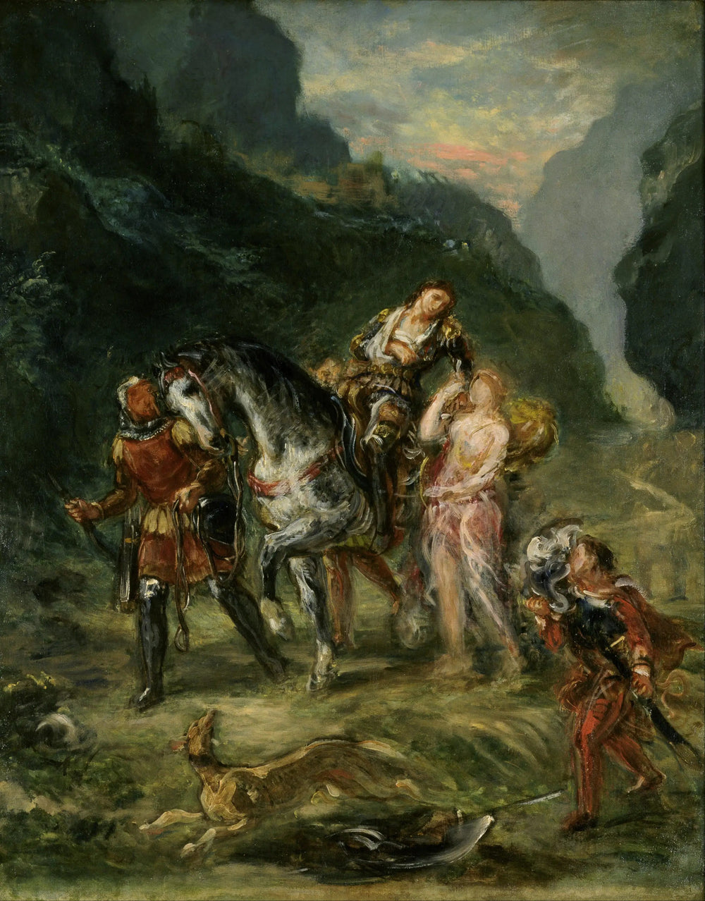 Angélique et le blessé Medoro - Eugène Delacroix image 1 reproduction d’œuvre d’art à l’huile