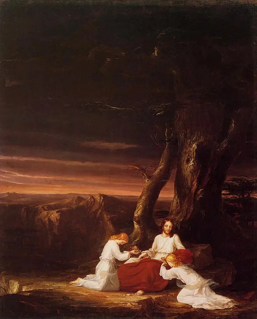 Engel, die sich im Natur für Christus hingeben - Thomas Cole