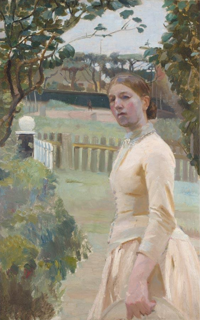 Anna Ancher im Garten, Markvej. -Michael Peter Ancher