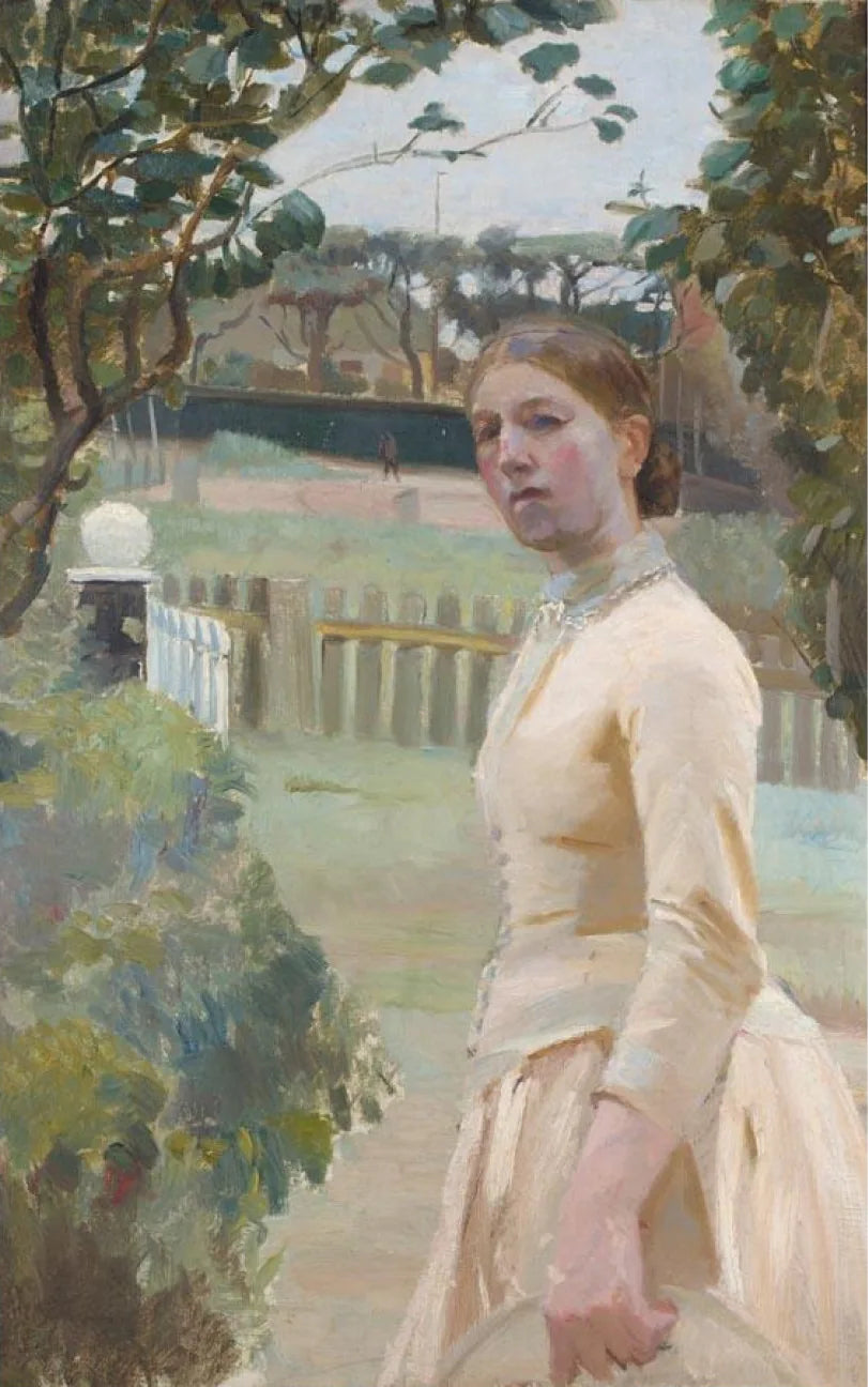 Anna Ancher im Garten, Markvej. -Michael Peter Ancher
