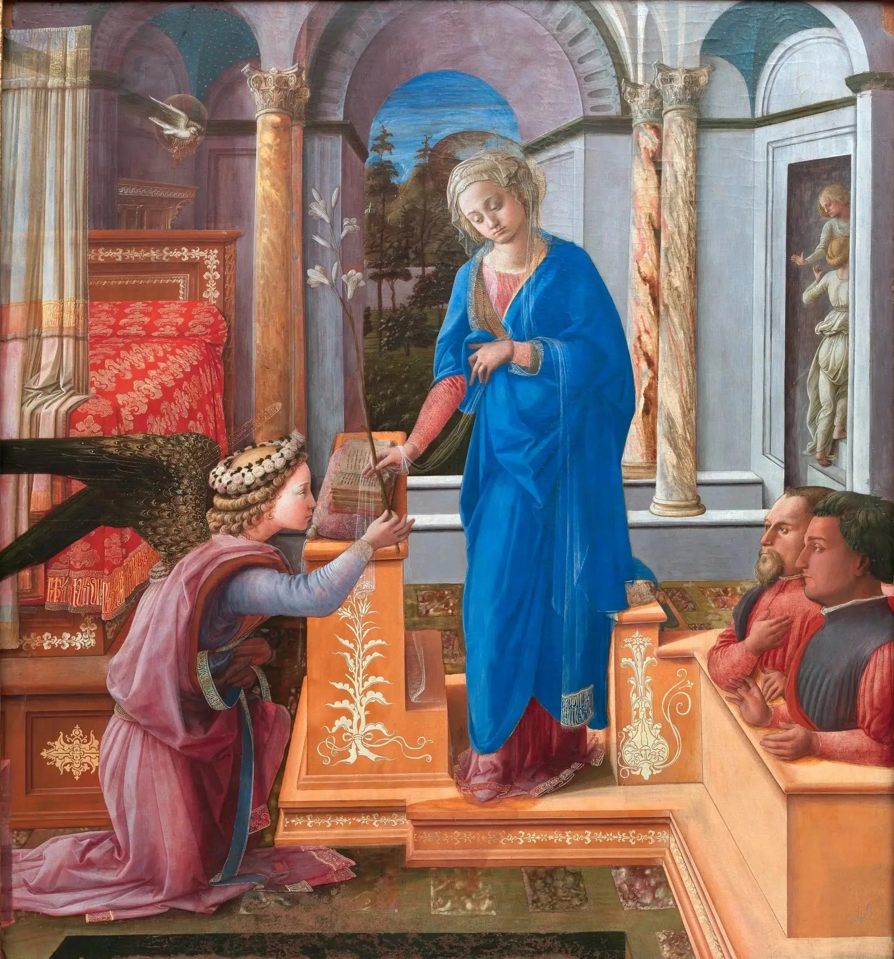 Annonciation aux deux donateurs agenouillés - Fra Filippo Lippi image 1 copie peinte à la main à l’huile