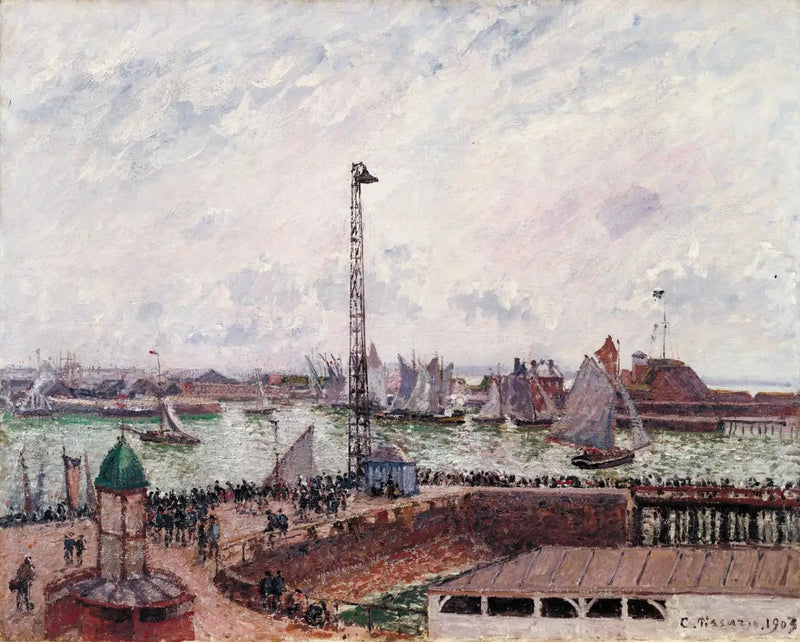 Anse der Piloten, Le Havre, Morgen, graues, nebliges Wetter - Camille Pissarro