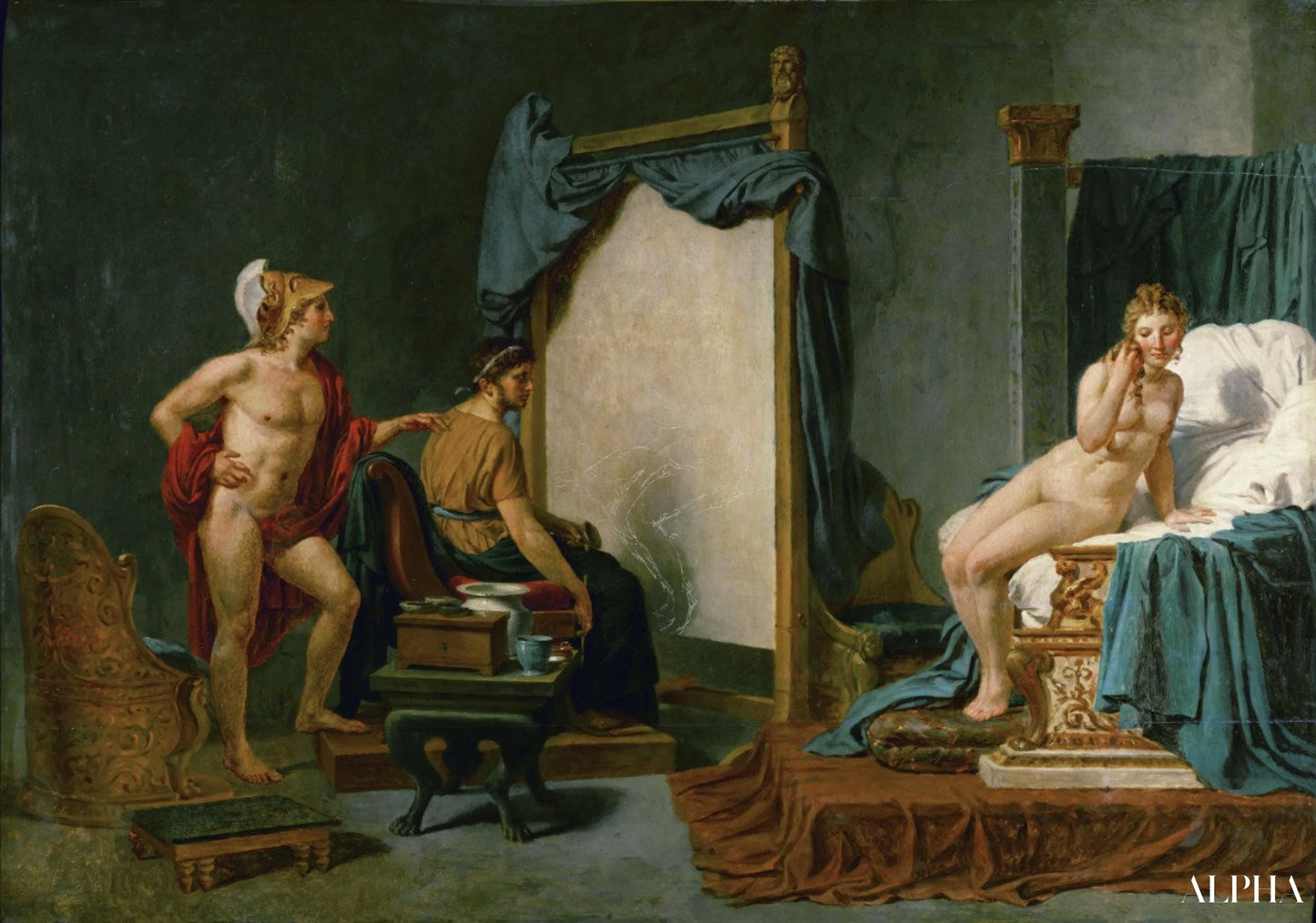 Apelles peignant Campaspe en présence d'Alexandre le Grand - Jacques-Louis David - Reproductions de tableaux et peintures haut de gamme