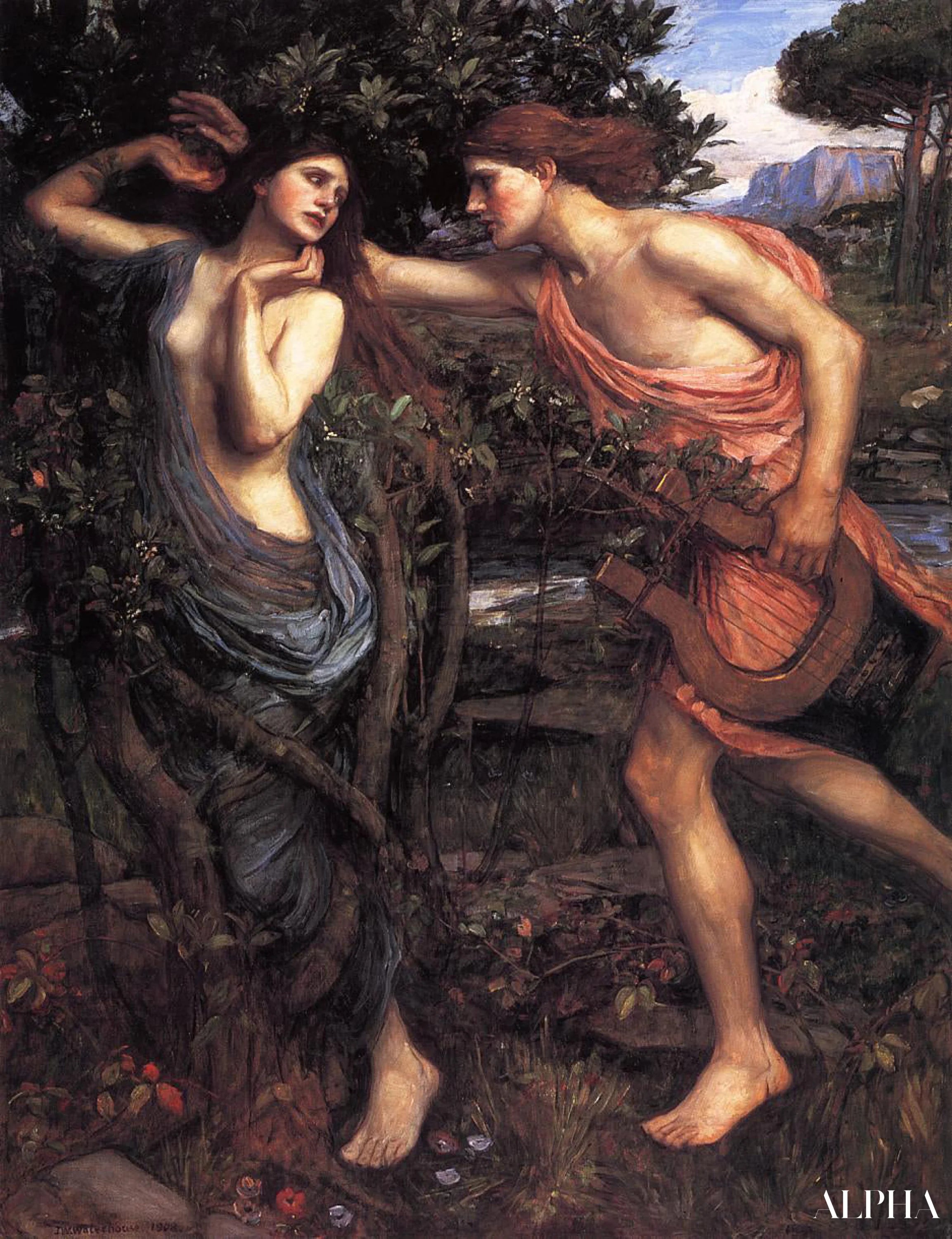 Reproduction du tableau « Apollon et Daphné - John William Waterhouse » par Alpha Reproduction en peinture à l’huile