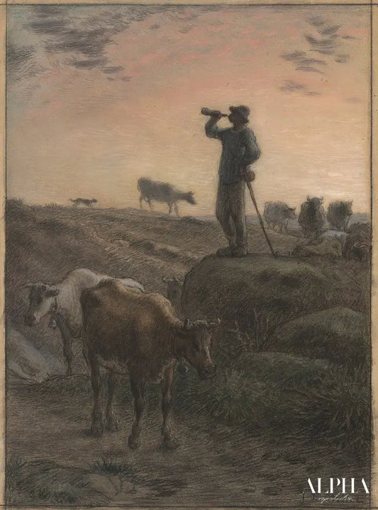 Appeler les vaches à la maison - Jean-François Millet - Reproductions de tableaux et peintures haut de gamme