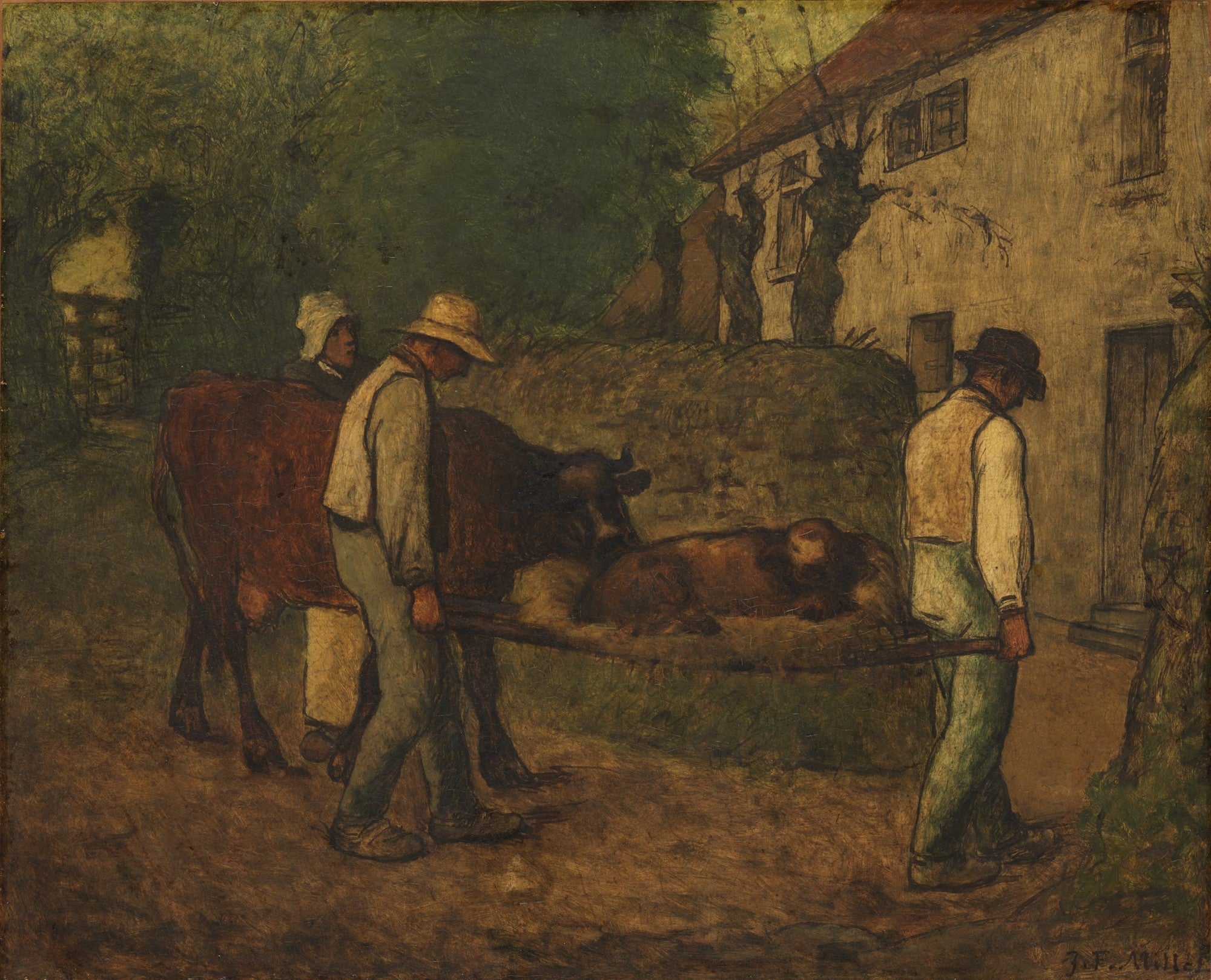 Beitrag nach Hause das Kalb geboren auf den Feldern - Jean-François Millet