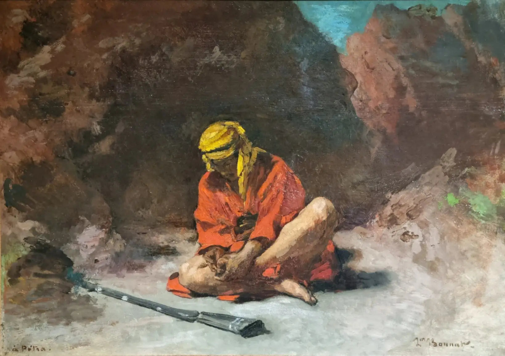 Arabe enlevant une épine de son pied - Léon Bonnat image 1 copie peinte à la main à l’huile