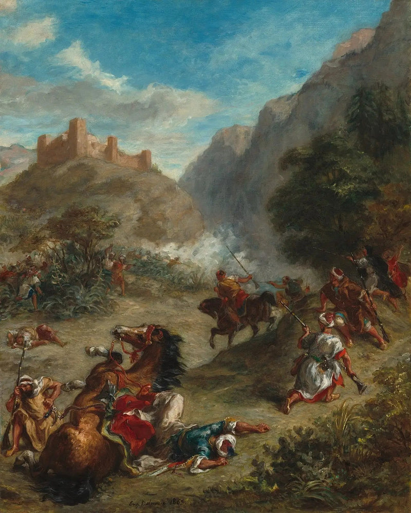 Arabes Gefechte in den Bergen - Eugène Delacroix