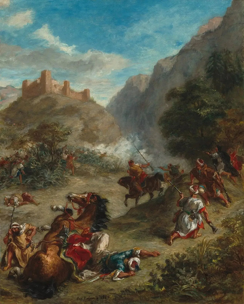 Arabes Gefechte in den Bergen - Eugène Delacroix