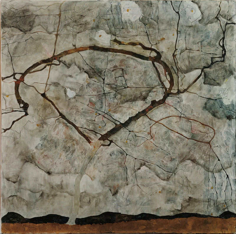 Herbstbaum in der stürmischen Luft (Winterbaum) - Egon Schiele