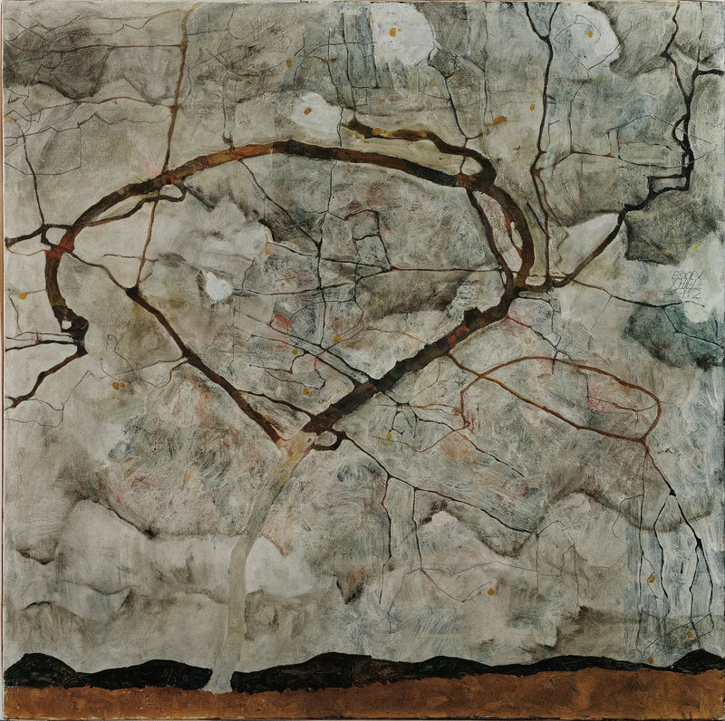 Herbstbaum in der stürmischen Luft (Winterbaum) - Egon Schiele
