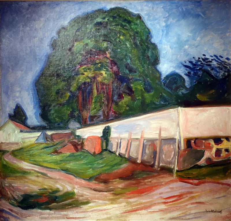 Baum und Gartenmauer in Åsgårdstrand - Edvard Munch