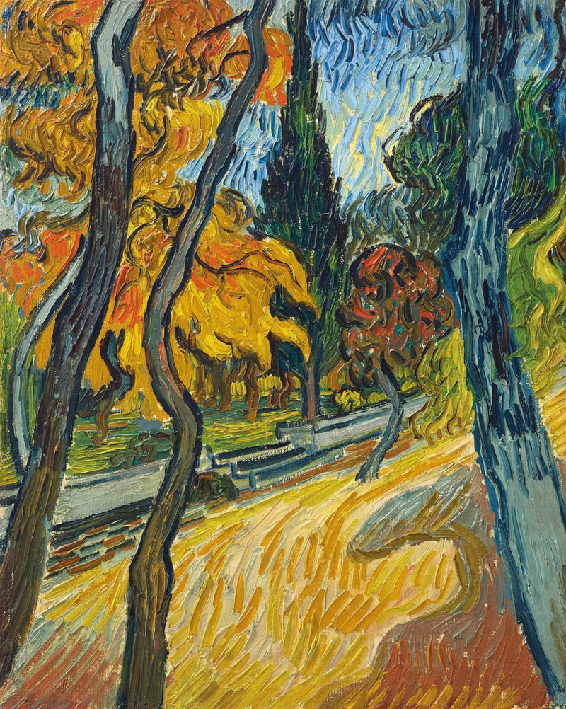 Bäume im Garten der Anstalt - Vincent van Gogh