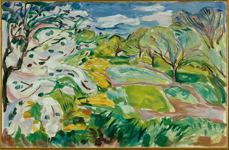Blühende Obstbäume im Wind - Edvard Munch