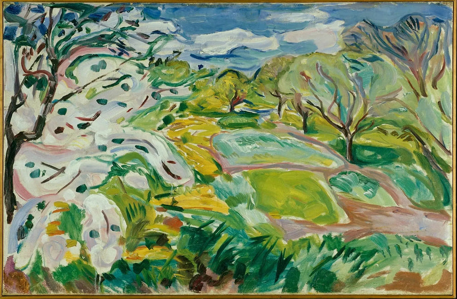 Blühende Obstbäume im Wind - Edvard Munch