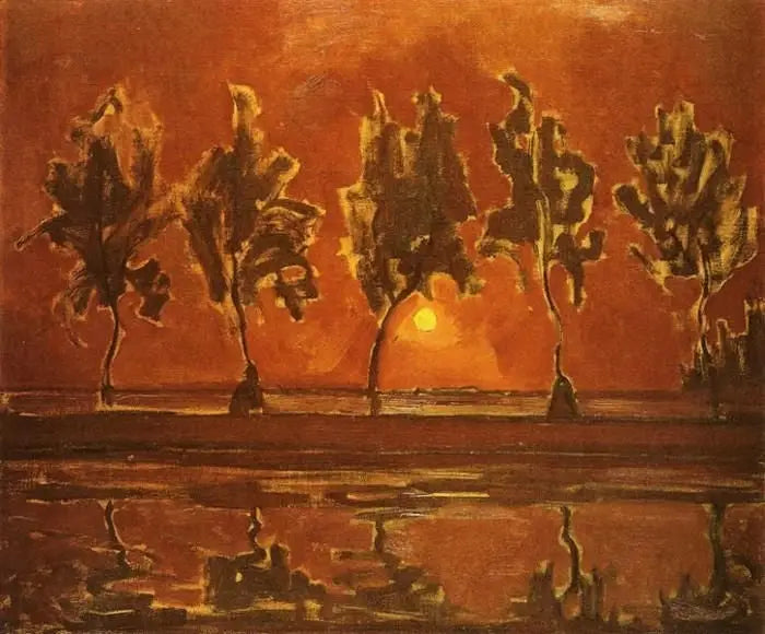 Bäume nahe dem Gein bei Mondaufgang - Piet Mondrian
