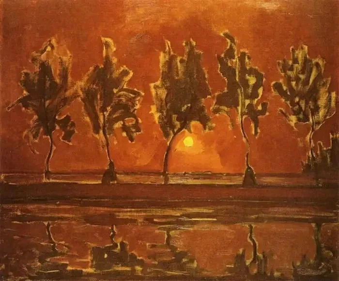 Bäume nahe dem Gein bei Mondaufgang - Piet Mondrian