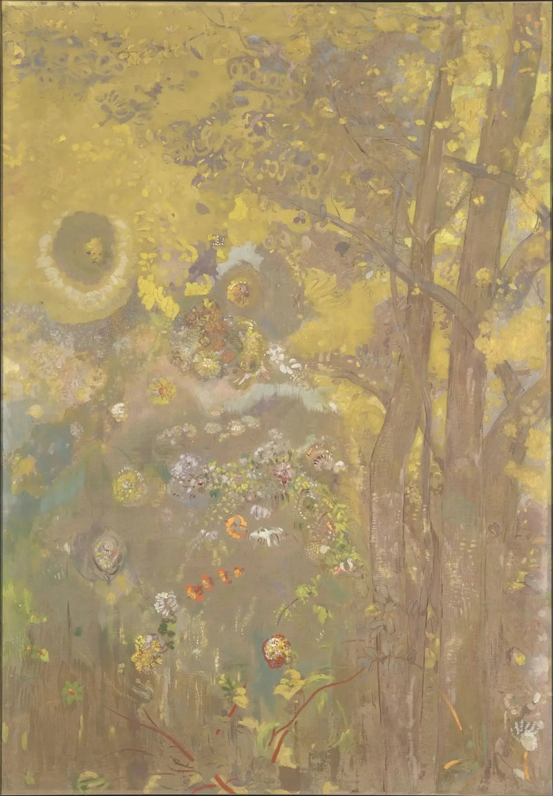 Bäume vor einem gelben Hintergrund - Odilon Redon