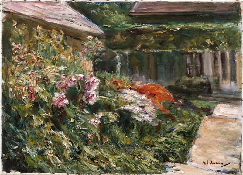 Blühende Sträucher nahe dem Gartenhaus nach Nordosten ausgerichtet - Max Liebermann