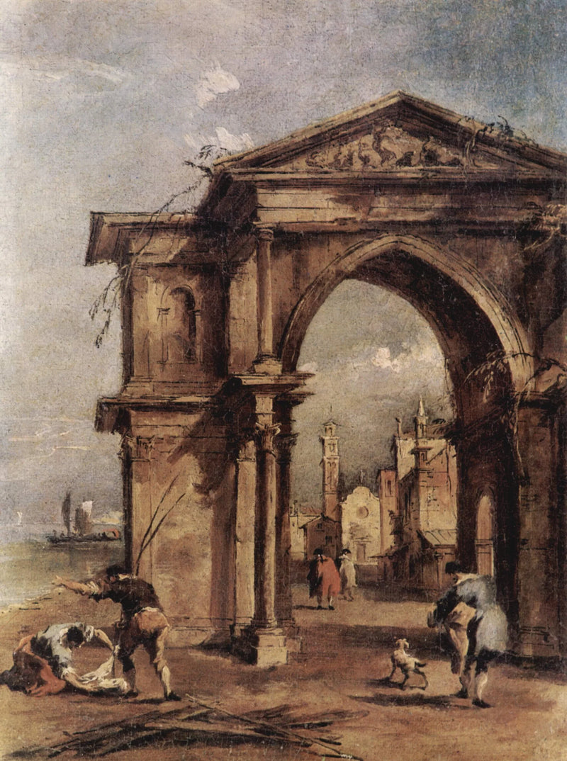 Fantastische Arche mit menschlichen Figuren - Francesco Guardi