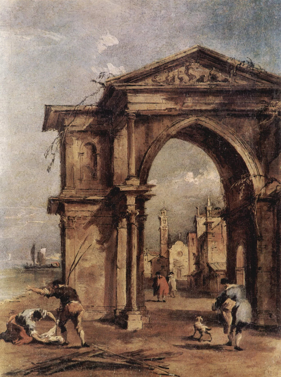 Fantastische Arche mit menschlichen Figuren - Francesco Guardi