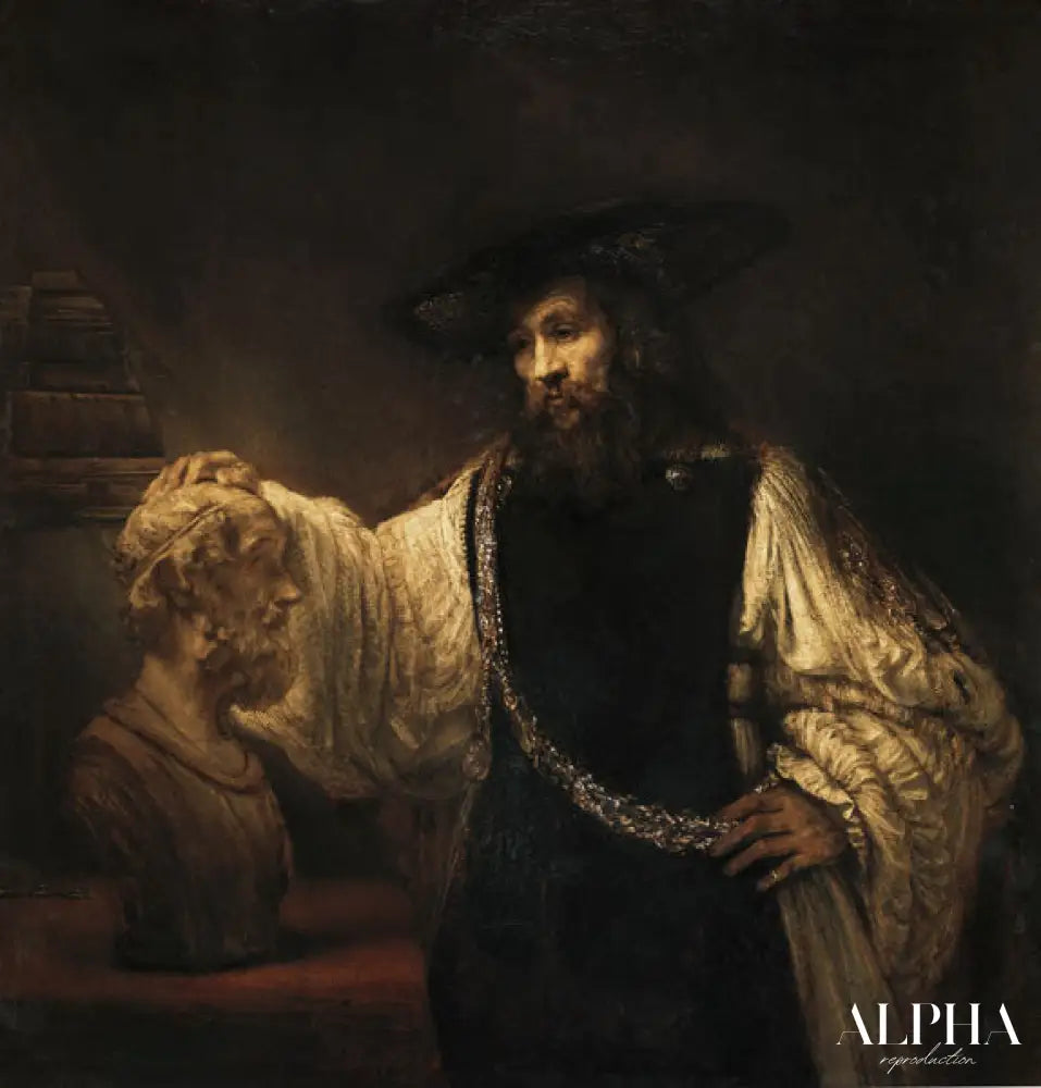 Aristote regardant le buste d'Homère - Rembrandt van Rijn - Reproductions de tableaux et peintures haut de gamme