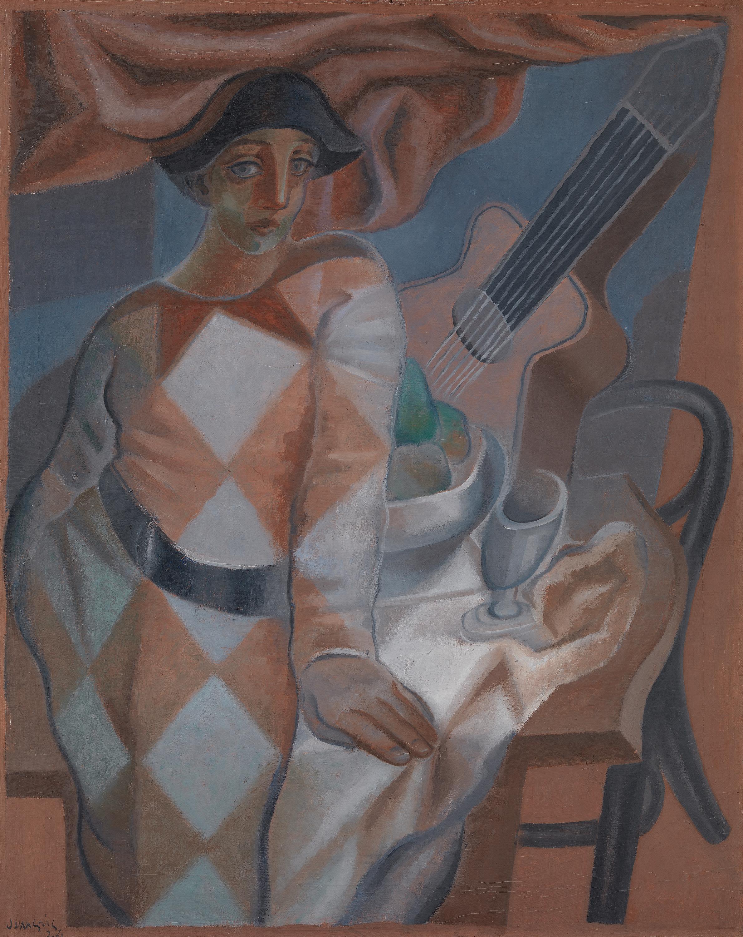 Harlekin vor einem Tisch - Juan Gris