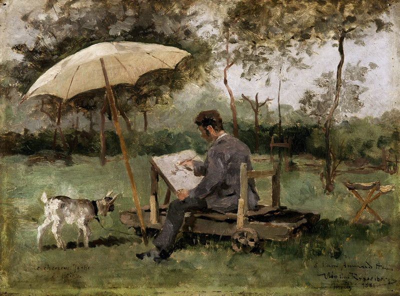 Armand Heins beim Malen im Freien - Théo van Rysselberghe