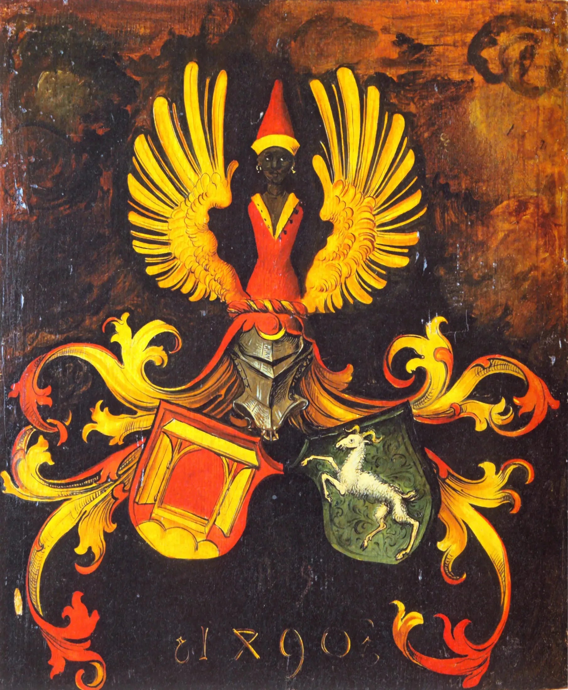 Armoiries matrimoniales des familles Dürer et Holper. Verso du portrait d'Albrecht Dürer l'Ancien. - Albrecht Dürer image 1 reproduction de peinture à l’huile
