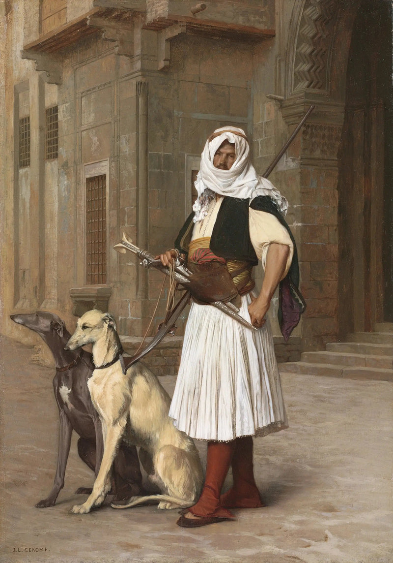 Arnaute mit zwei Whippet-Hunden - Jean-Léon Gérôme